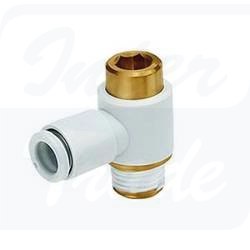 [KQ2VS10-03AS] Złącza wtykowe białe - przyłączka kątowa, nastawna, uniwersalna z 6-kątem wewn./gwintem zewnętrznym (M, R)