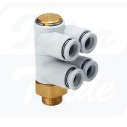 [KQ2ZD10-03AS] Złącza wtykowe białe - przyłączka kątowa, 4-krotna, nastawna, z gwintem zewnętrznym (R)