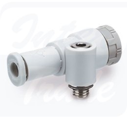 [JAS-LSA23-M5] JAS, Zawór dławiąco-zwrotny z przyłączem wtykowym, Kompaktowy, Blokowane pokrętło